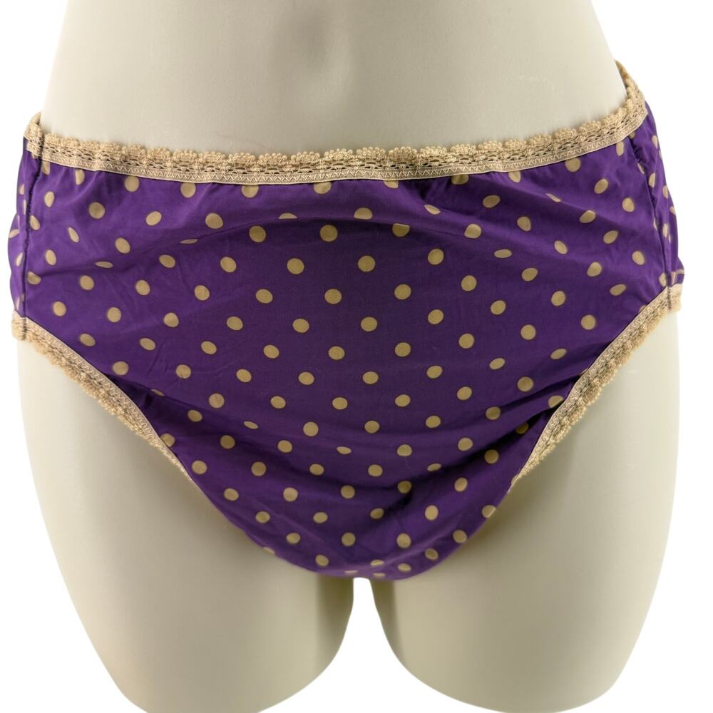 Soma Intimates High Leg Purple Tan Polka Dot Brief Womens Large